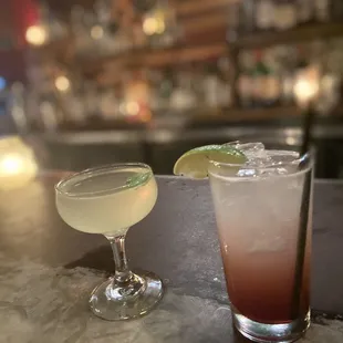 Found this hidden gem and I&apos;m impressed! We&apos;re drinking Mezcal Diablo (left) &amp; Old Cuban (right)
