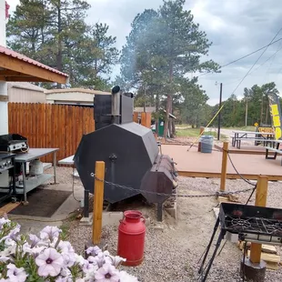 a bbq in the back yard