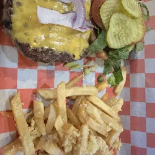 Cheeseburger w/ garlic Parmesan French fries.