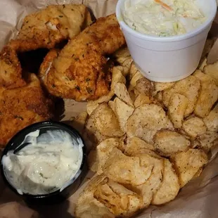 Cod and walleye with chips