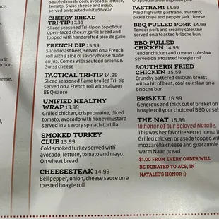 A pretty good menu