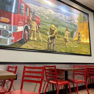 a fire truck and firemen