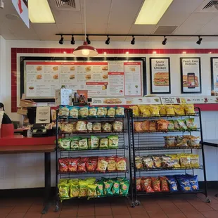 the interior of a fast food restaurant