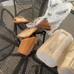 I decided to leave the sandwich on the table out on the patio so everybody could see the shit