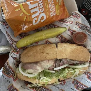 a hot dog and a pickle