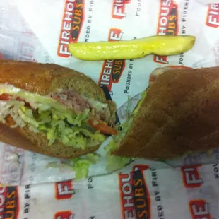 Hook &amp; Ladder, fully loaded, medium with a dill pickle spear
