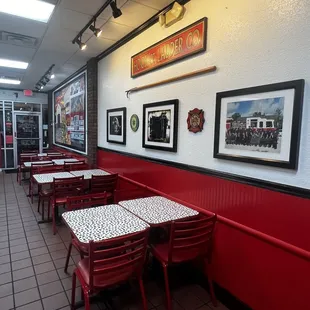 Indoor seating along wall