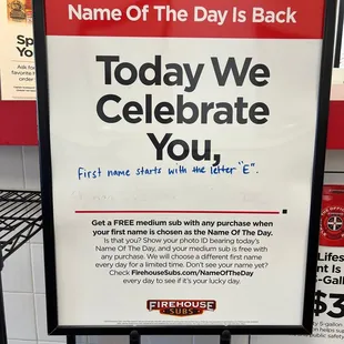 a sign in a store