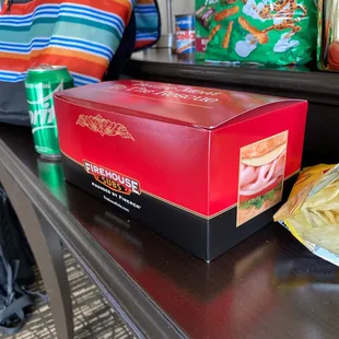 a box of chips on a table