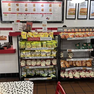 the inside of a fast food restaurant