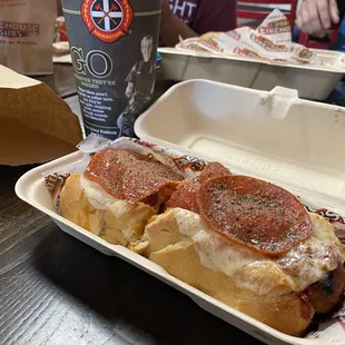 a hot dog and a drink