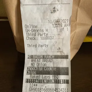Here is the order