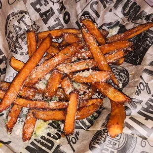 Garlic parm sweet potato fries