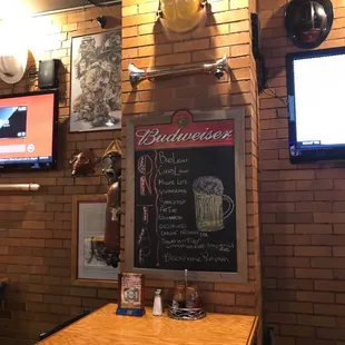 a chalkboard with a menu on it