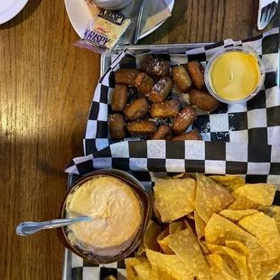 Apps.....Buffalo dip, pretzel hoses and chili