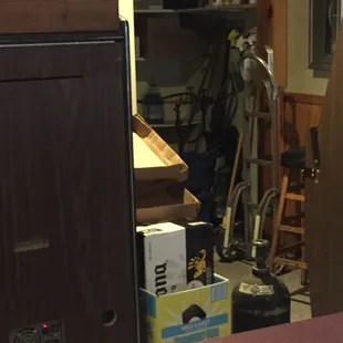 Lovely view of utility closet while dining.