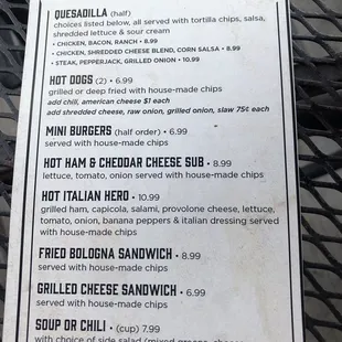 Lunch menu