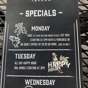 Daily specials