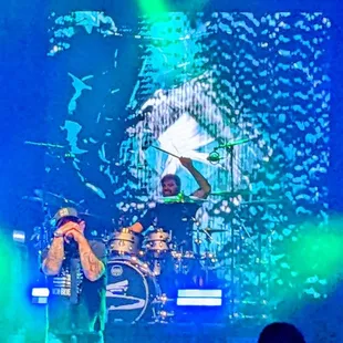 a band performing on stage