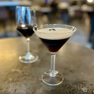 Espresso martini and red wine