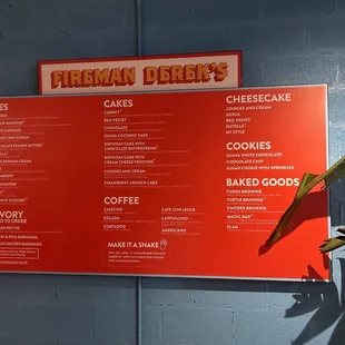 menu of pies coffe cheescake and cookies