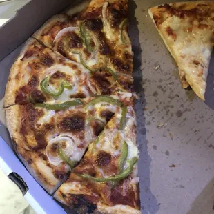 Almost no cheese and what was there was over-cooked.  Hardly any sauce.  Awful 'crust'.