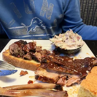 Beef Brisket Sandwich and ribs