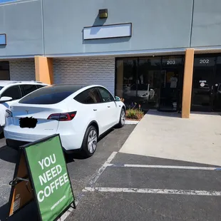 The unmarked storefront is easily missed -- look for the sign in the parking lot.