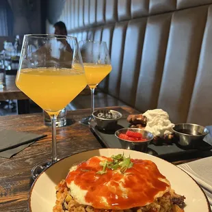 Pork Belly Fried Rice, Mango Mimoas, Fireproof Waffle