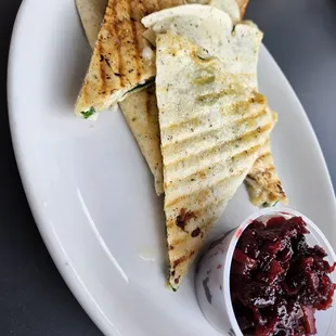 Turkey brie quesadilla