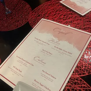 V day pop up menu