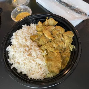 Trinidad chicken curry rice bowl