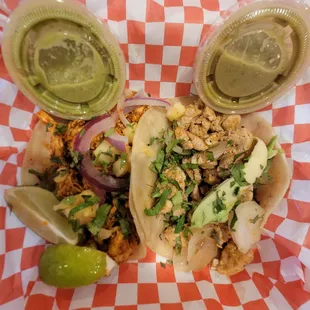 Street tacos: Chicken al pastor &amp; grilled chicken