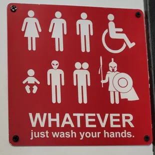 Cute sign by restroom