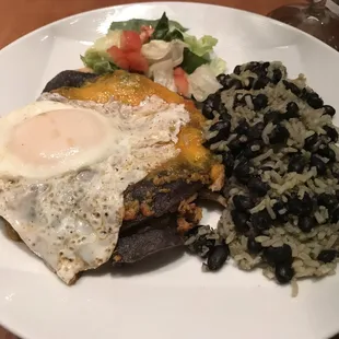 Saul's Stacked Chicken &amp; Cheese Enchiladas plus a fried egg