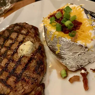 Smoked Ribeye with Loaded Baked Potato
