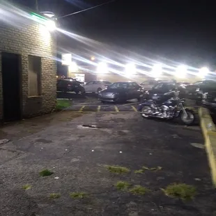 Well lit parking lot