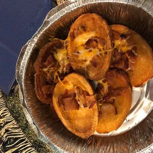 Potato skins received in our delivery order.  Very disappointing.