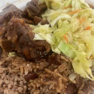 Rice &amp; Peas and Cabbage was tasty.