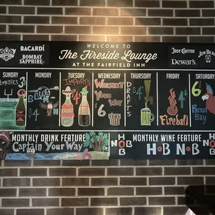 the menu on a brick wall