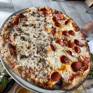 Large pizza, 1/2 pepperoni &amp; 1/2 sausage