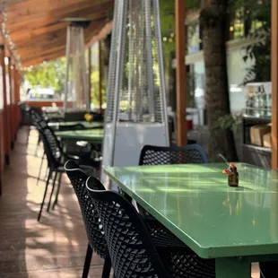 Outdoor patio seating.