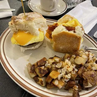 Love love love their home fries.  These are the biscuit, egg and meat sandwiches. There are the fluffiest biscuits I've ever ever had.