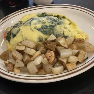 Omelette and potatoes