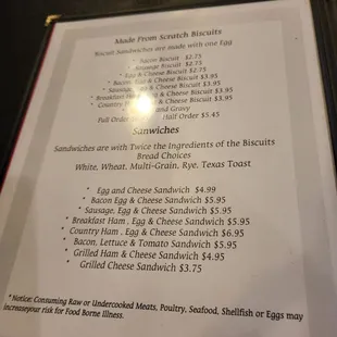 menu