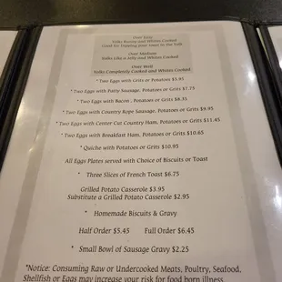 menu
