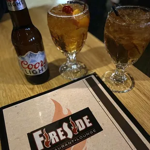 two beverages on a table