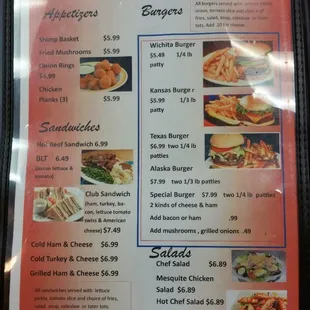 the menu for the restaurant