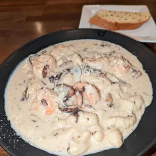Mushroom Gnocchi with shrimp