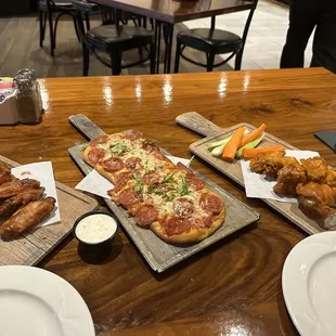 Buffalo &amp; BBQ Wings and Pepperoni Flatbread